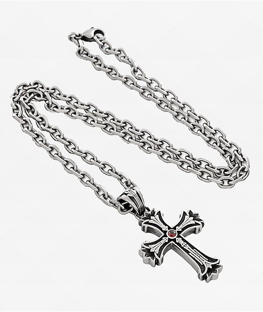 King Ice Biker Cross Stainless Steel Necklace | Zumiez
