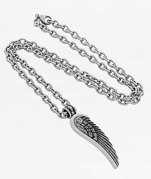 King Ice Biker Wing Silver Necklace