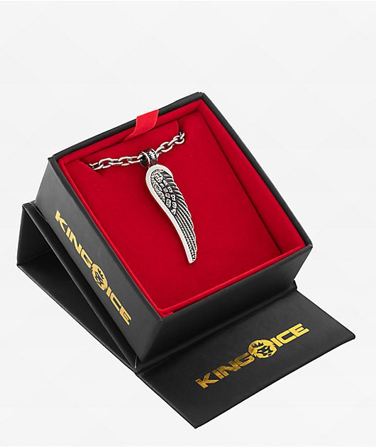 King Ice Biker Wing Silver Necklace