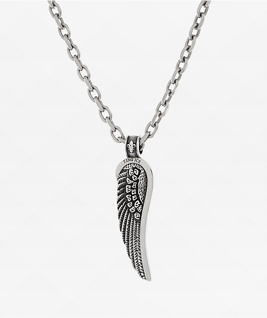 King Ice Biker Wing Silver Necklace