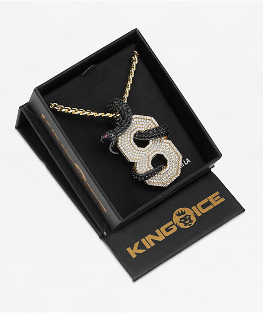King Ice Black Mamba Number 8 Yellow Gold Necklace | Zumiez