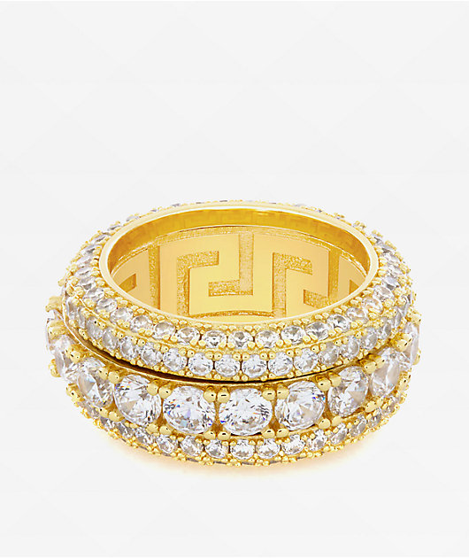 King Ice Brilliant Cut Icy Gold Spinner Ring | Zumiez