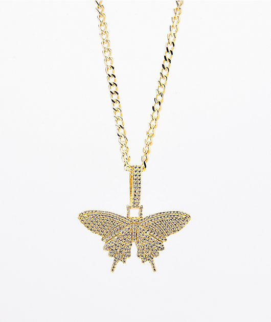 gold butterfly pendant mens