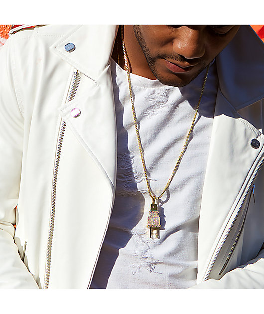 King Ice CZ Gold Plug collar