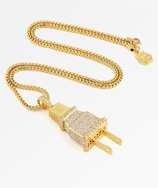 King Ice CZ Gold Plug collar