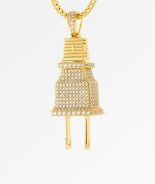 King Ice CZ Gold Plug collar