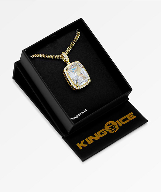 King Ice Crown Julz Clear & Gold Necklace