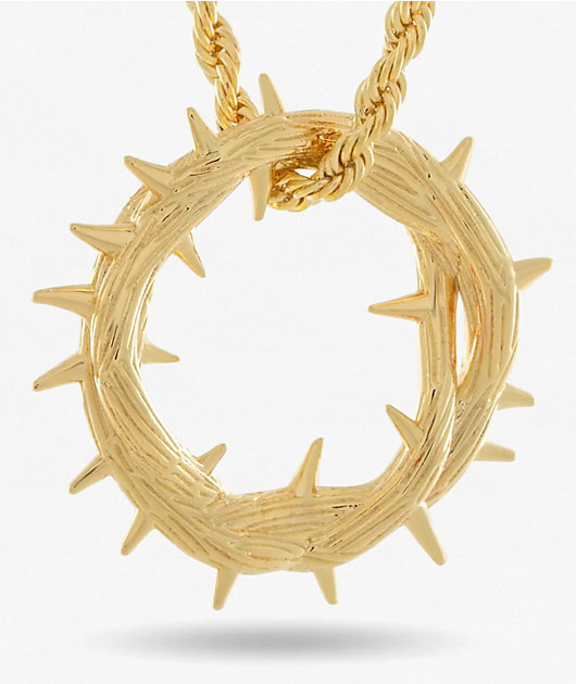 King Ice Crown Of Thorns 22" Gold Rope Necklace