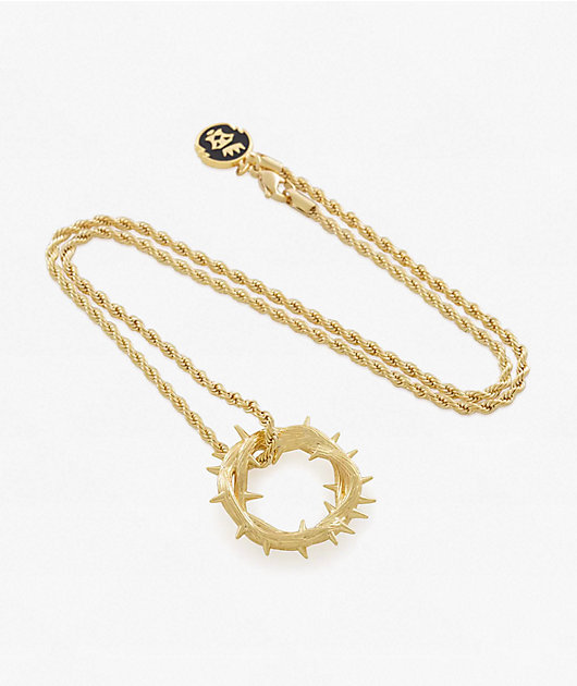 King Ice Crown Of Thorns 22" Gold Rope Necklace
