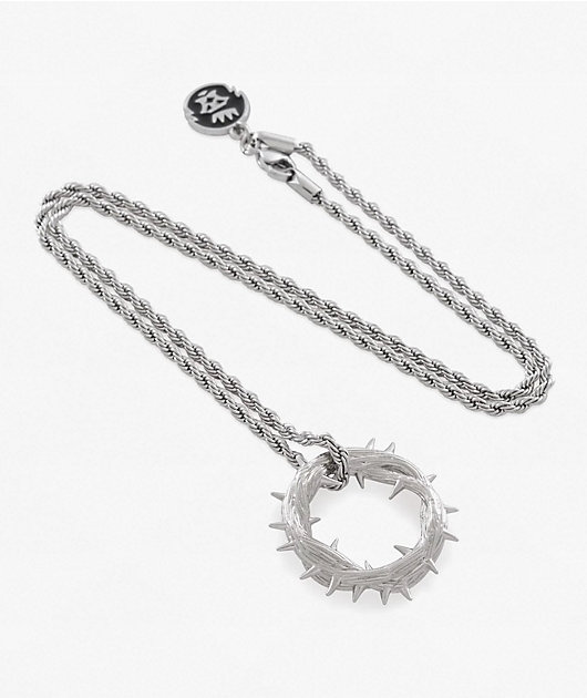 King Ice Crown Of Thorns 22" White Gold Rope Necklace