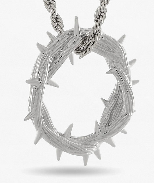 King Ice Crown Of Thorns 22" White Gold Rope Necklace
