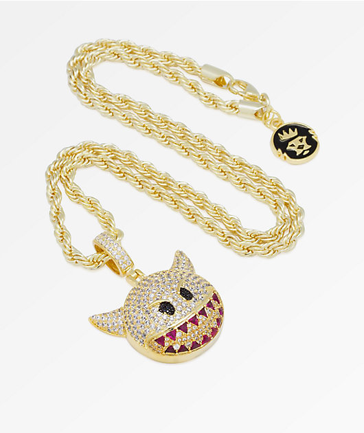 King Ice Devil Emoji Gold Necklace