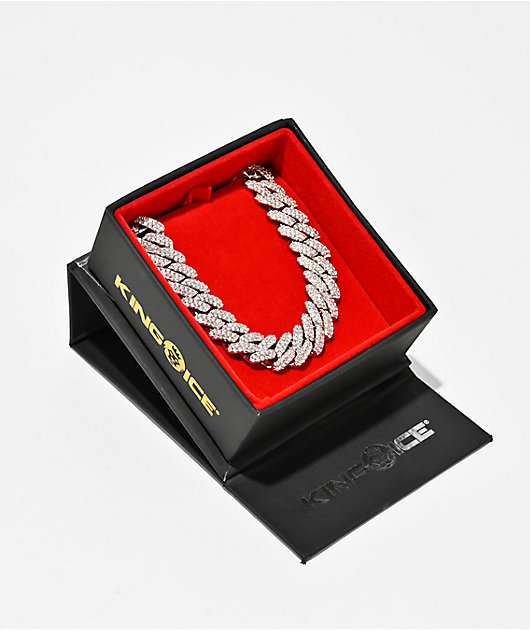 King Ice Diamond Cut 20" Silver Miami Cuban Link Chain