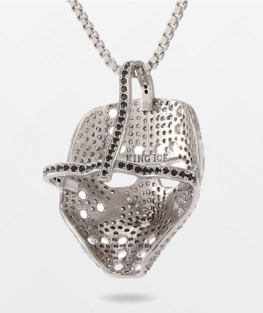 King Ice Hockey Mask 20" White Gold Franco Necklace