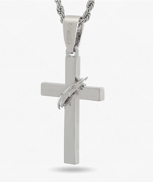 King Ice Iced Crown Of Thorns 22" White Gold Rope Necklace