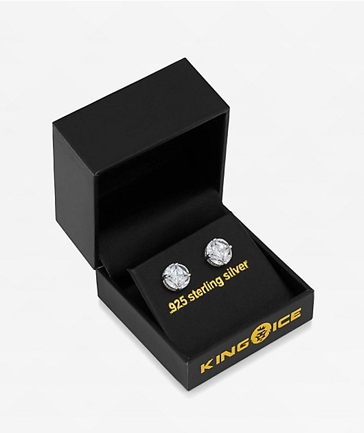 King Ice Layered White Gold Stud Earrings