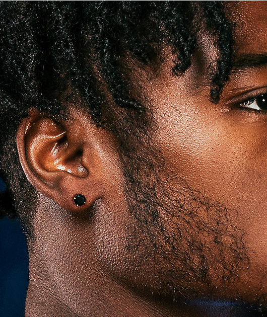 King Ice Round Onyx Stud Earrings | Zumiez