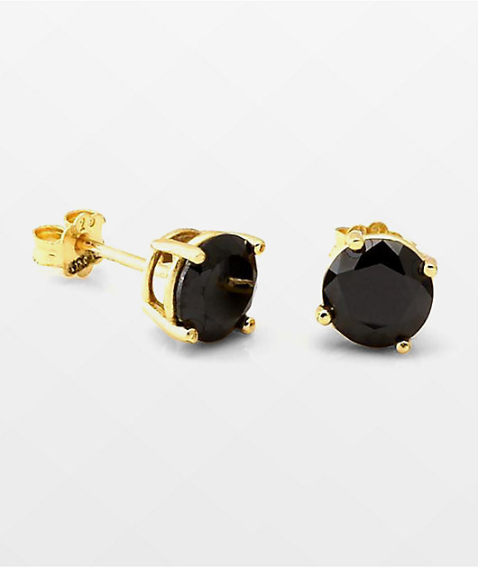 King Ice Round Onyx Stud Earrings