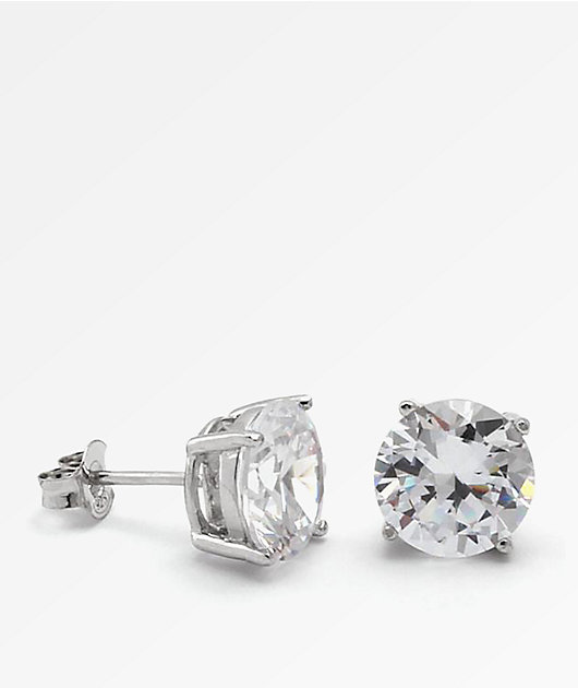 King Ice Round Silver Earrings