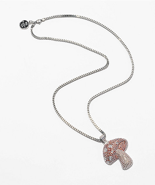 King Ice Shroom 24" Silver Necklace