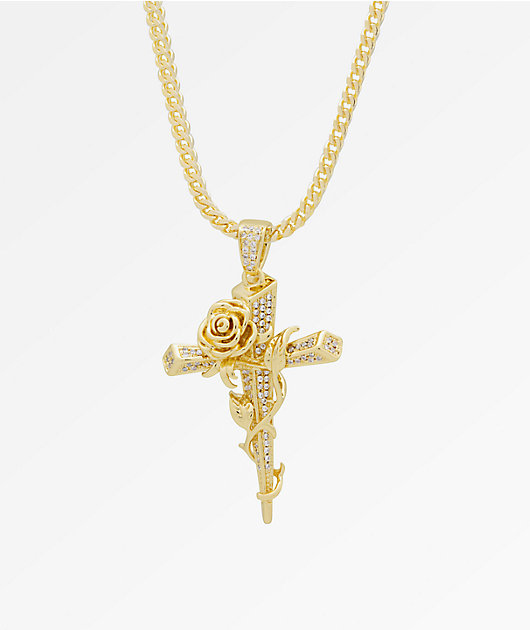 KING ICE 
RUFF RYDERS ピアス King Ice Thorned Cross Gold Necklace | Zumiez