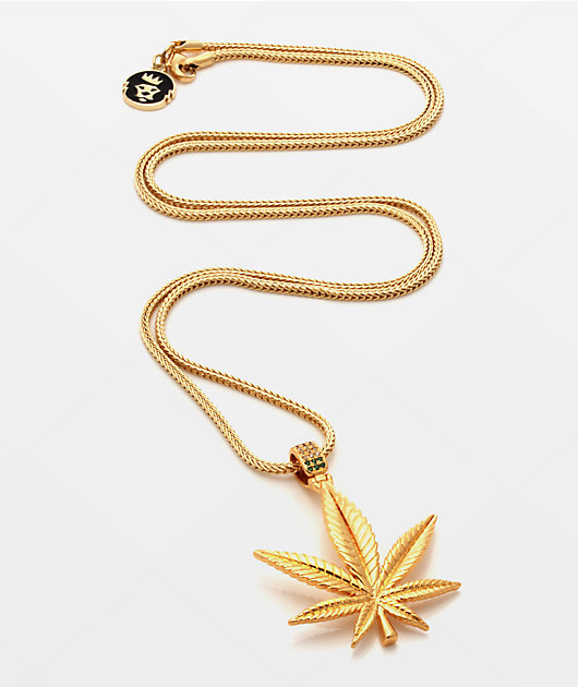 King Ice x Snoop Dogg Jungle Julz Weed Leaf Gold Necklace