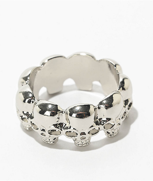 Krone 2 Pack Barbed Skull Silver Rings | Zumiez