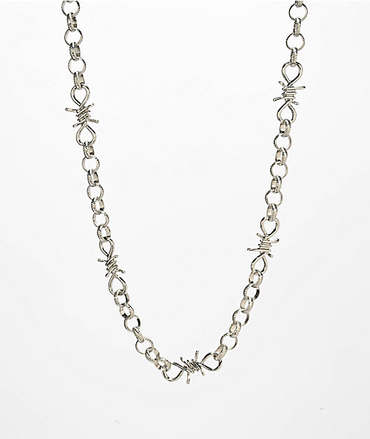 Krone Barb Wire Link Silver Necklace