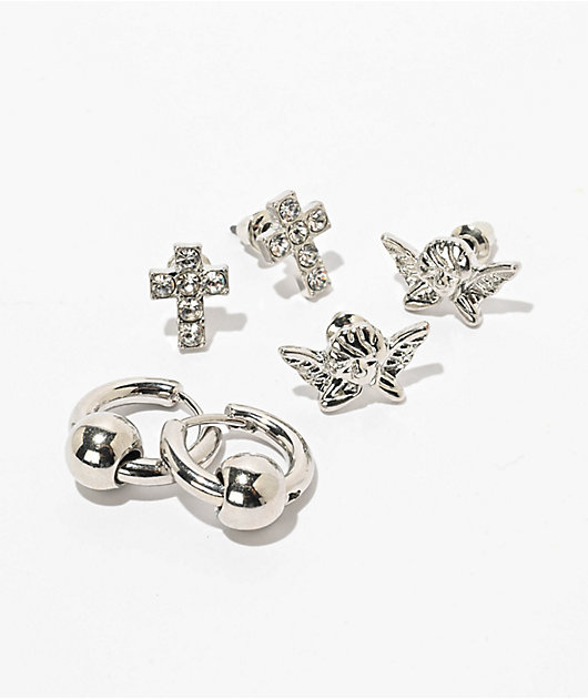 Krone Cherub Silver 3 Pack Earrings | Zumiez