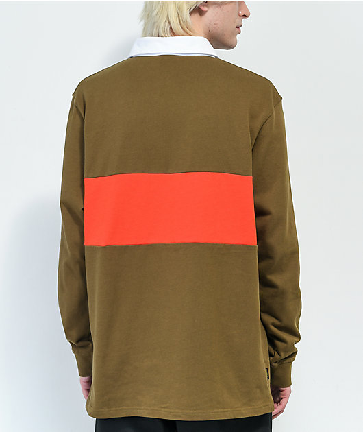 Krooked Eyes Brown & Red Stripe Rugby Shirt