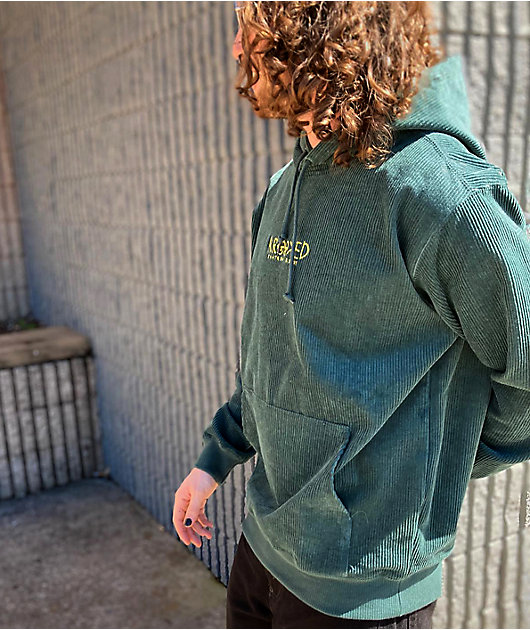 Krooked Eyes Dark Green Corduroy Hoodie