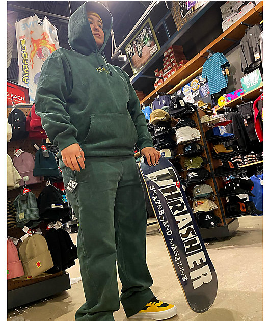 Krooked Eyes Dark Green Corduroy Hoodie Zumiez