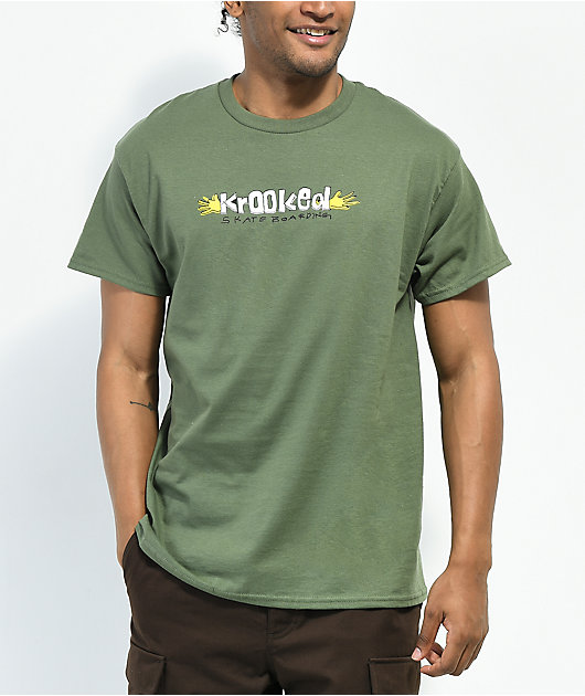 Krooked Hands On Army Green T-Shirt