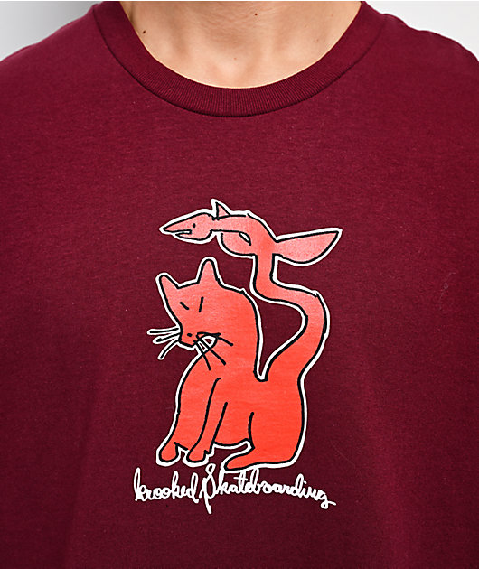 Krooked Kat Serpent Burgundy T-Shirt