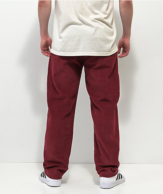 Krooked Kords Borgoña pana Cintura Elástica Pantalones de Patín