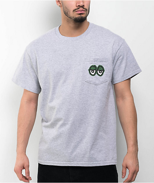 Krooked Strait Eyes Grey Pocket T-Shirt | Zumiez