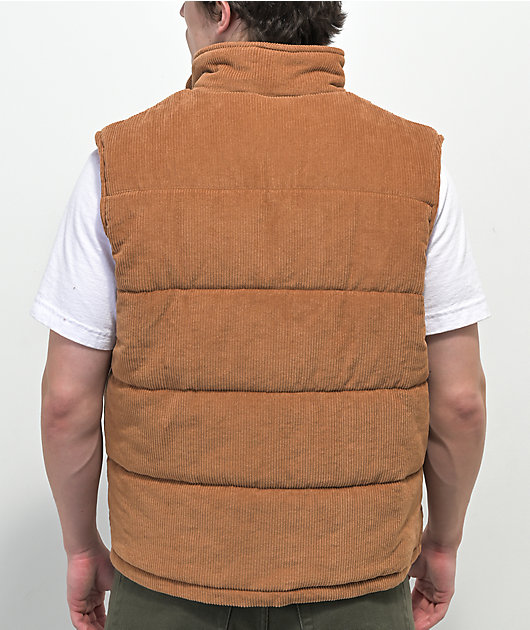 Krooked Trinity Khaki Corduroy Puffer Vest
