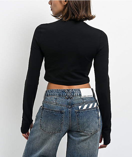 L/AB c/o Off-White™ Black Long Sleeve Crop T-Shirt