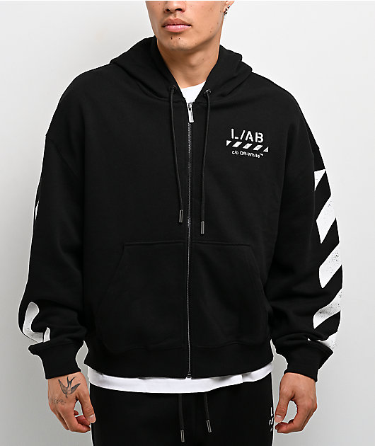 L/AB c/o Off-White™ Core Diagonal Black Zip Hoodie
