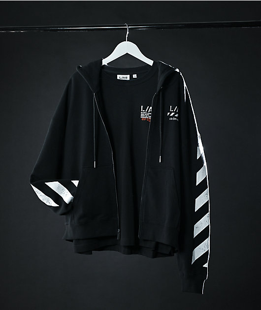 L/AB c/o Off-White™ Core Diagonal Black Zip Hoodie