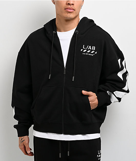 L/AB c/o Off-White™ Core Diagonal Black Zip Hoodie