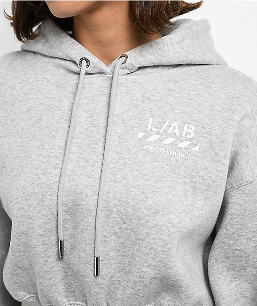 L/AB c/o Off-White™ Core Diagonal Heather Grey Crop Hoodie
