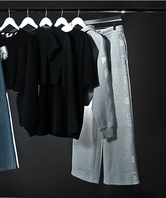 L/AB c/o Off-White™ Core Diagonal Heather Grey Crop Hoodie