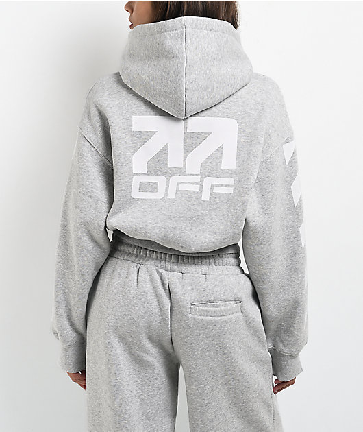 L/AB c/o Off-White™ Core Diagonal Heather Grey Crop Hoodie