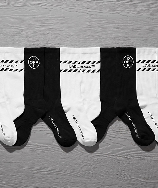 L/AB c/o Off-White™ Diagonal Stripe 3 Pack White Crew Socks