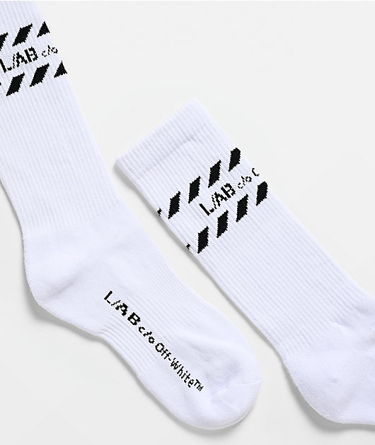 L/AB c/o Off-White™ Diagonal Stripe 3 Pack White Crew Socks