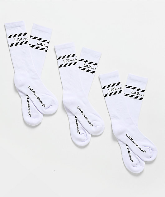 L/AB c/o Off-White™ Diagonal Stripe 3 Pack White Crew Socks