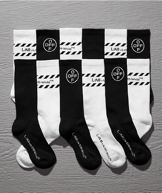 L/AB c/o Off-White™ Logo 3 Pack Black Crew Socks