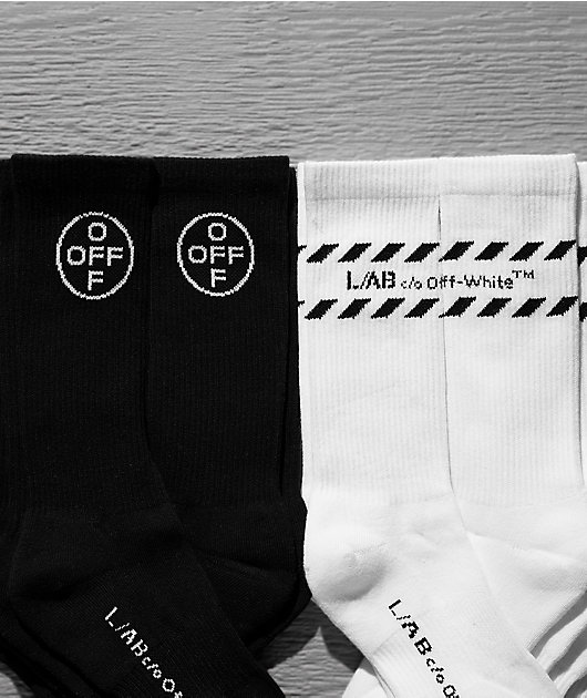 L/AB c/o Off-White™ Logo 3 Pack Black Crew Socks