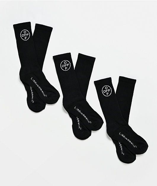 L/AB c/o Off-White™ Logo 3 Pack Black Crew Socks